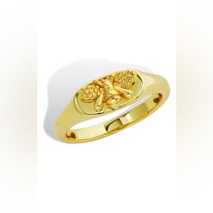 CAVVY CIE JEWELS 14k Gold Plated Bee Signet Ring In Yellow